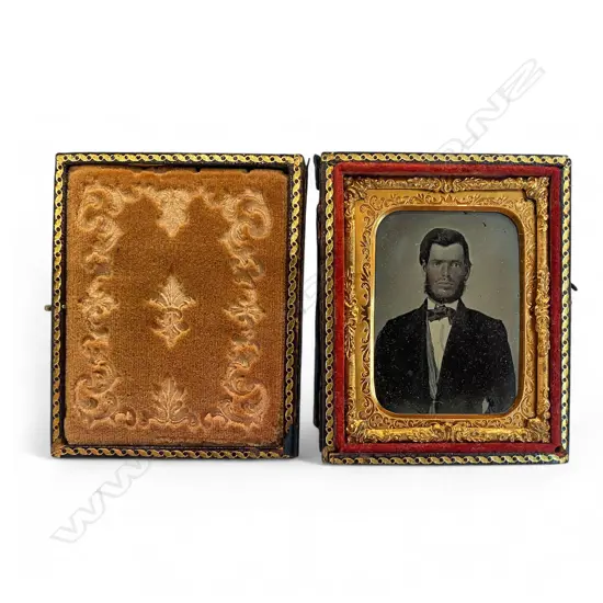 Gilt matted ambrotype - man with tanned face,